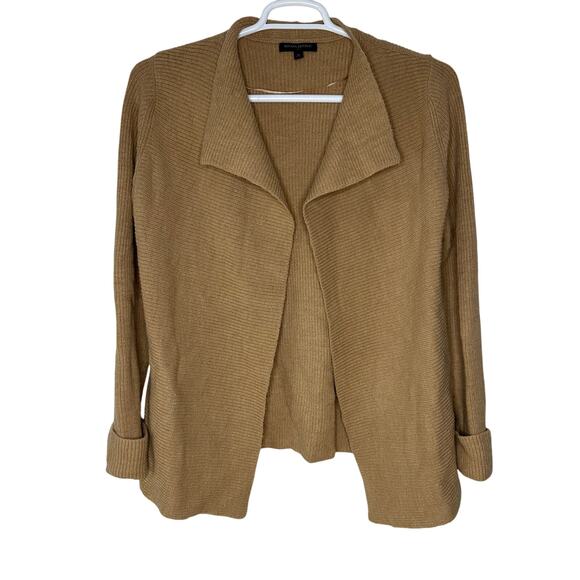 Banana Republic Women's Medium Sweater‎ Cardigan Open Front Tan Ribbed GUC - Picture 1 of 5